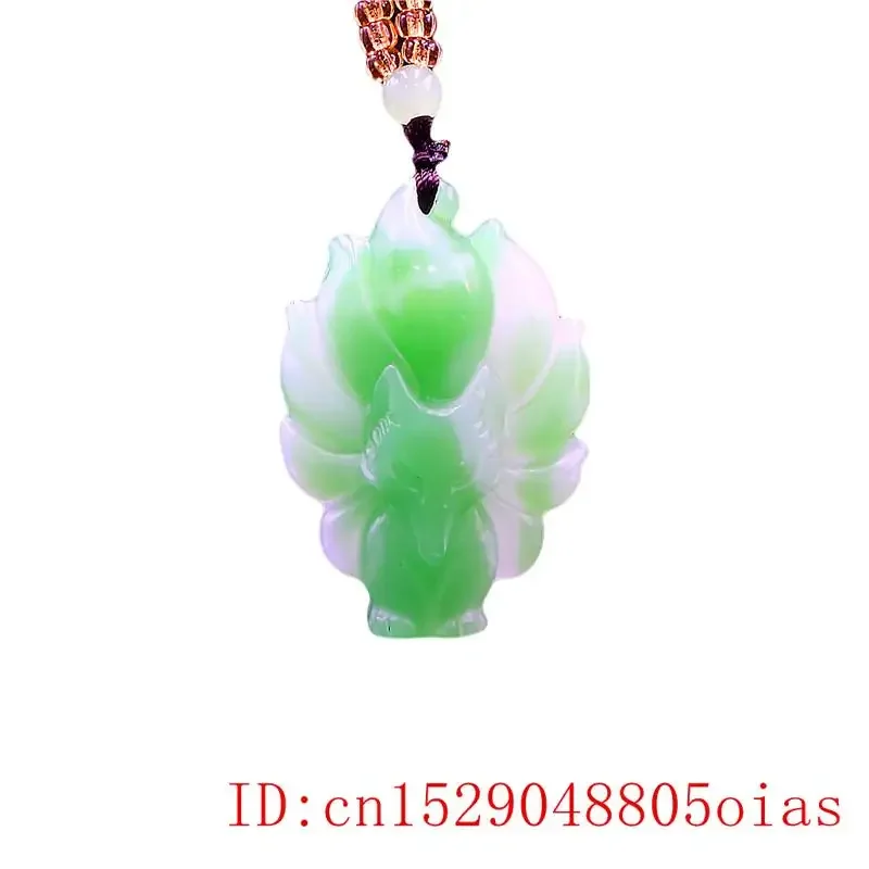 Green Jade Fox Pendant Chinese Women Natural Jewelry for Charm Amulet Gifts Fashion Carved Necklace Jadeite