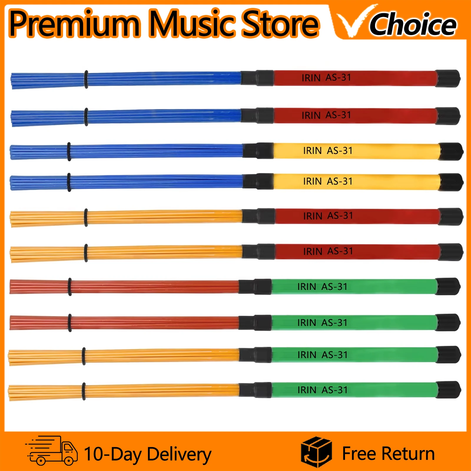 IRIN AS-31 Drum Brush Drumsticks Sticks Drum Brushes Bundle Harmmer mit Aluminiumlegierungsgriff Percussion Instrument Zubehör