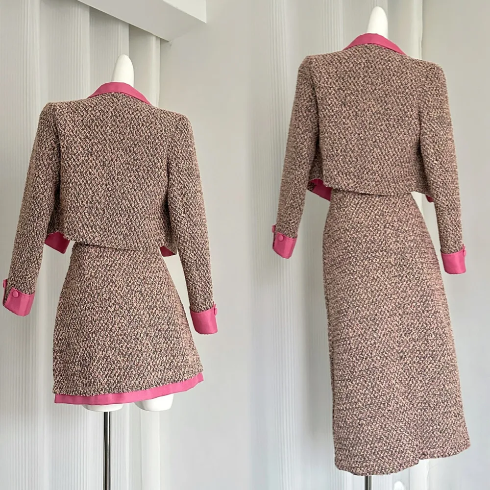 2024 Autumn/Winter Small Fragrant Wind Suit Small Fragrant Tweed Jacket With A Line Skirt Women High Quality Coat Two Piece Set