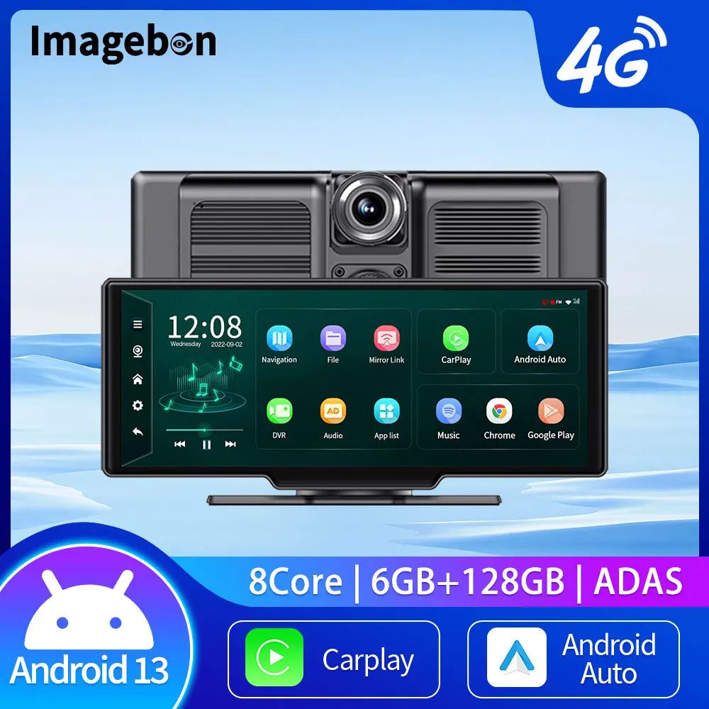 Imagebon 10.26 Inch 4G Android 13 Dash Cam 6+128G 8 Core ADAS 5G WiFi Car DVR GPS FM 24H Parking Monitor Mirror Video Recorder