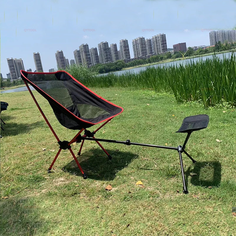 

Aluminum Alloy Portable Moon Chair Outdoor Foldable Chairs with Footrest Folding Fishing Travel Hiking Ultralight Camping Chair