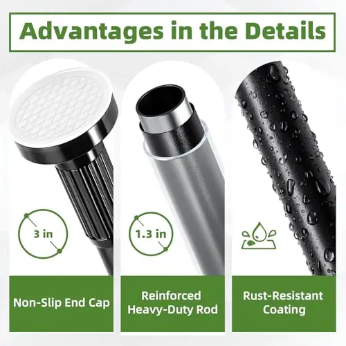 

Extra Long Tension Curtain Rod 39-173 In Heavy Duty Telescopic No Drilling Outdoor Indoor Black