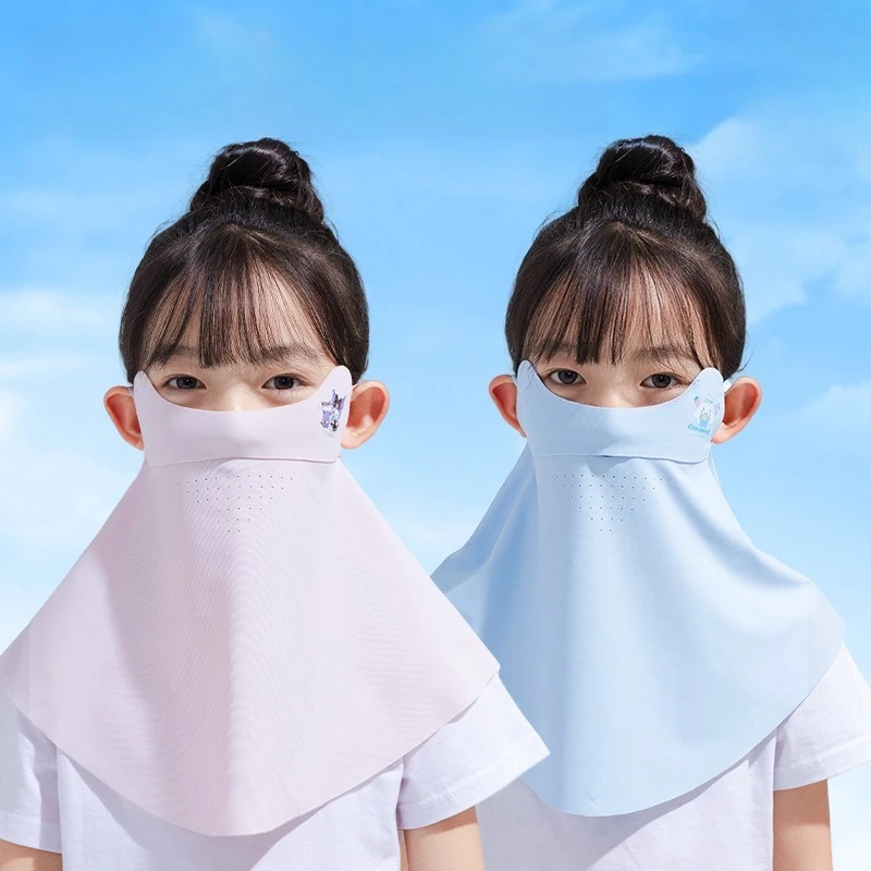 Miniso サンリオ子供日焼け止めマスクアイスシルク通気性紫外線マスクフルフェイス日焼け止め首保護夏