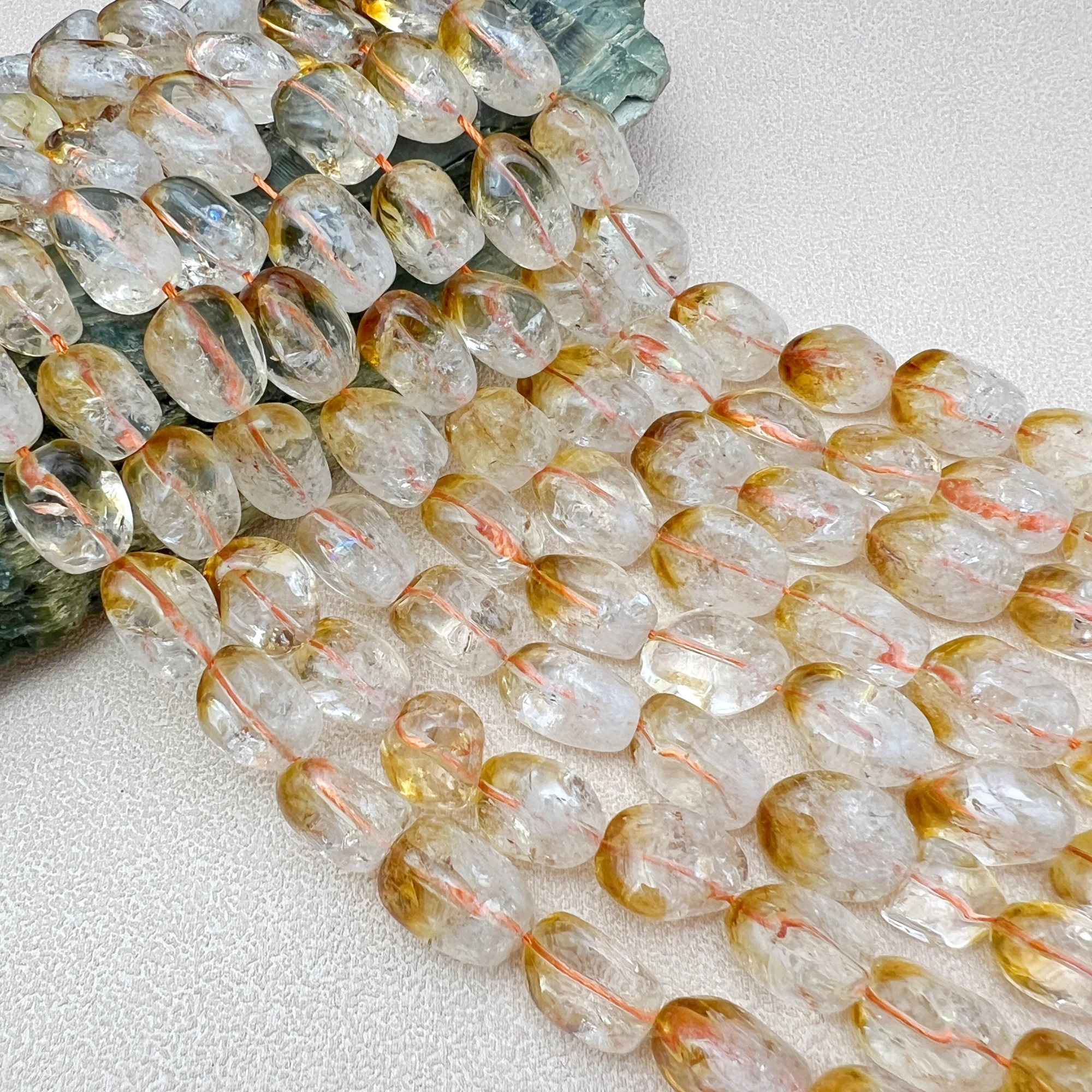 חרוזי נאג'ט קוורץ טבעי מלוטשים בצורה בלתי סדירה ליצירת תכשיטים בעצמך MY230765