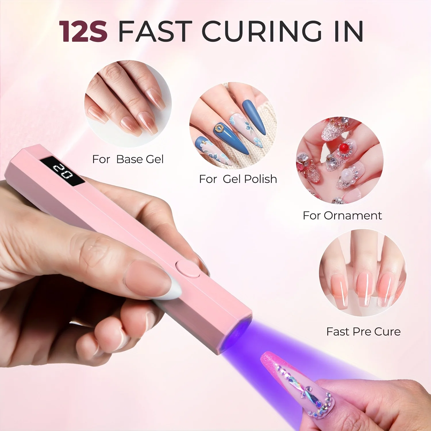 LINMANDA Mini lampe à ongles UV LED Portable avec affichage LED lampe sèche-ongles USB portative pour outil d'art des ongles de vernis Gel à durcissement rapide