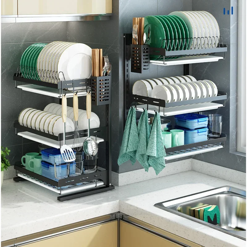 

Stainless Steel Dish Drying Rack, Large Capacity Kitchen Organizer, Breathable and Draining, Sleek Design, Efficient Use