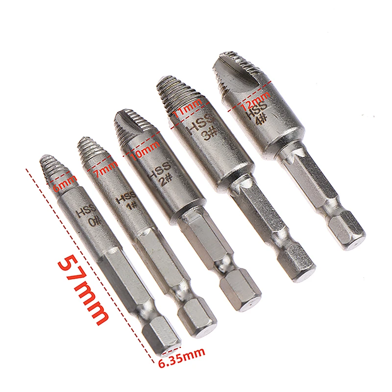 5Pcs High Speed Steel Double Easily Take Out Side Drill Out Broken Screw Remover Bolt Damaged Screw Extractor Drill Bit