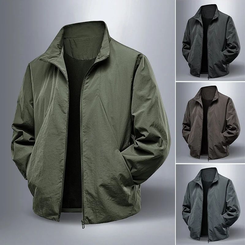 

Men's jacket stand collar zipper breathable wear spring outdoor sports fishing trip all-matching men's casual coat