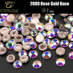 CARLOW ss4-ss30 Top Quality 2088 Rose Gold base Rhinestones For DIY Crafts Garments