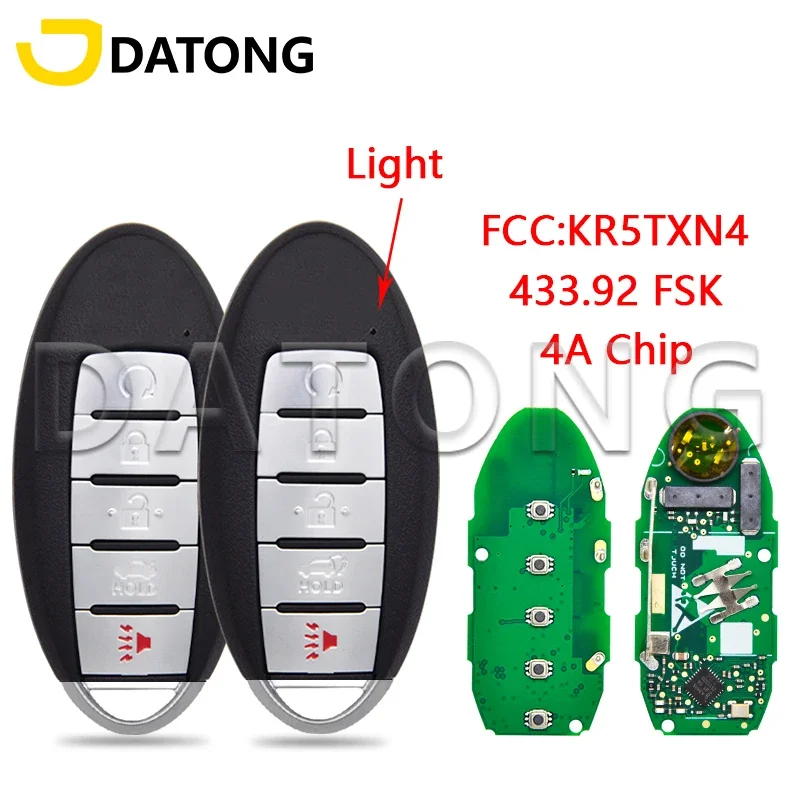 

Datong World Car Remote Control Key For Nisan Altima Kicks Rogue 2019 2020 2021 S180144507 S180144803 KR5TXN4 4A Chip 433.92FSK