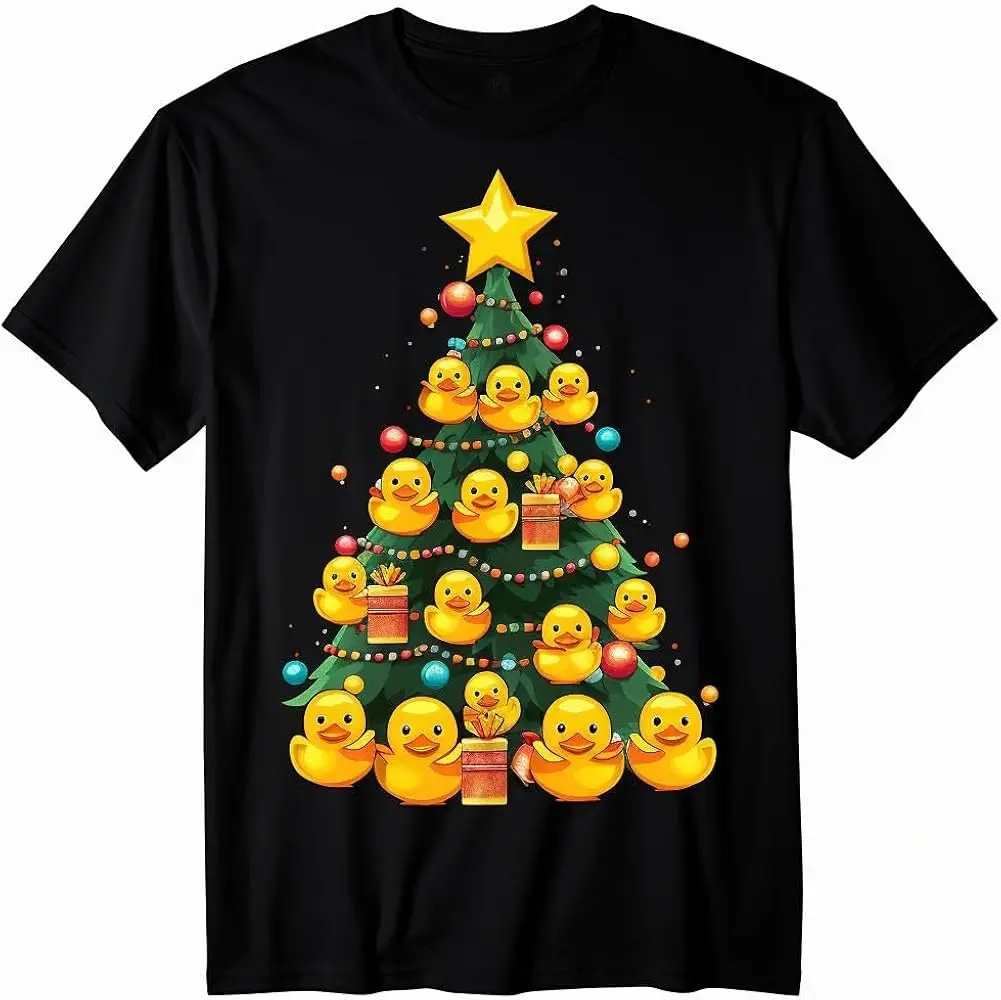 Rubber Duck T-Shirt Funny Christmas Tree Gift Men's Tee High Quality 100%Cotton Short Sleeve