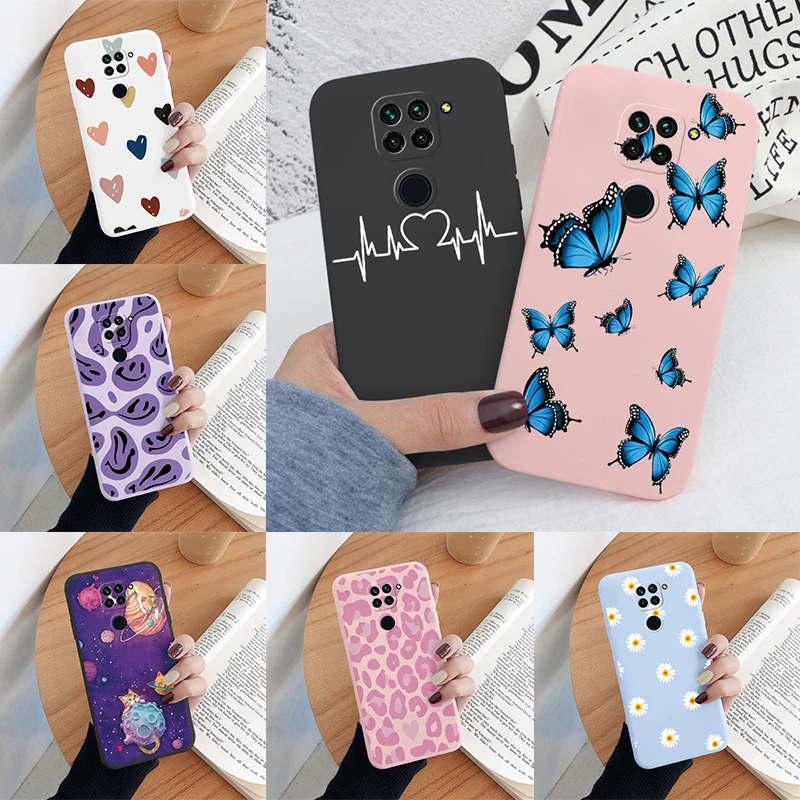 For Redmi Note 9 4G Case Colorful Face Cute Heart Soft TPU Fundas Shockproof Bumper Phone Cover For Redmi Note9 Butterfly Shell