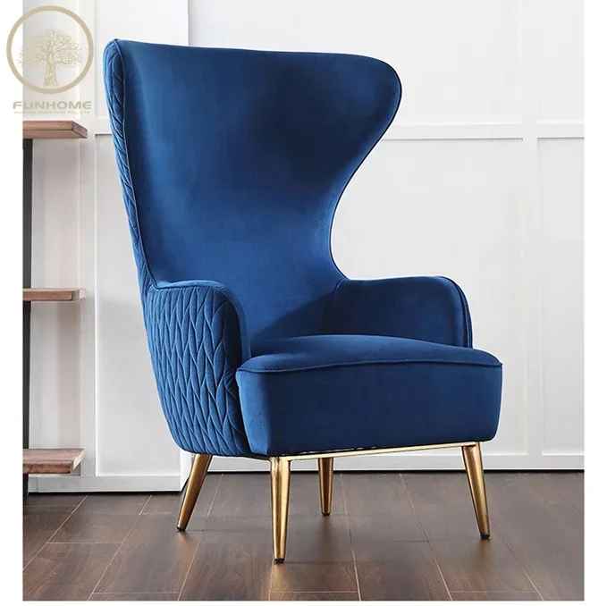 Luxury Star Hotel Project Furniture Blue Armchair Lounge Armchair