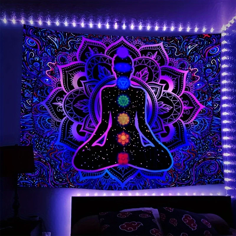 A Tapestry Depicting The Seven Steps of Awakening The Kundalini Chakras, Suitable for Personal Decoration in Bedrooms