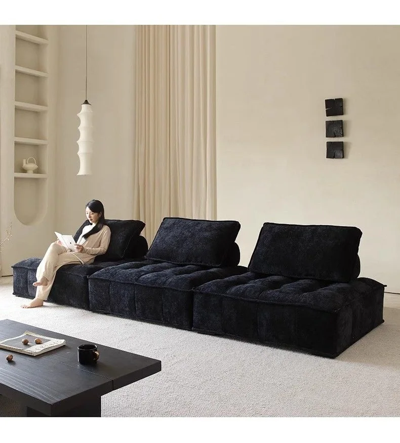 Italian minimalist module fabric sofa single free combination square minimalist black chenille tofu sofa