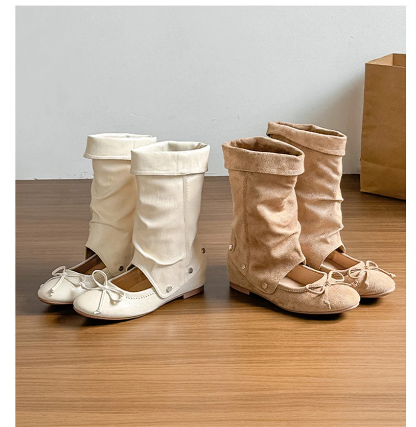 Women's Flats and Loafers Boots Spring Summer Designer Boots for Women Detachable Two-piece Mary Jane Shoes Zapatos De Mujer