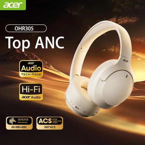 Auriculares Acer Auriculares inalámbricos Seguimiento de cabeza Audio espacial 3D -42dB ANC Bluetooth 5.4 Auriculares HIFI ENC HD Micrófono Baja latencia