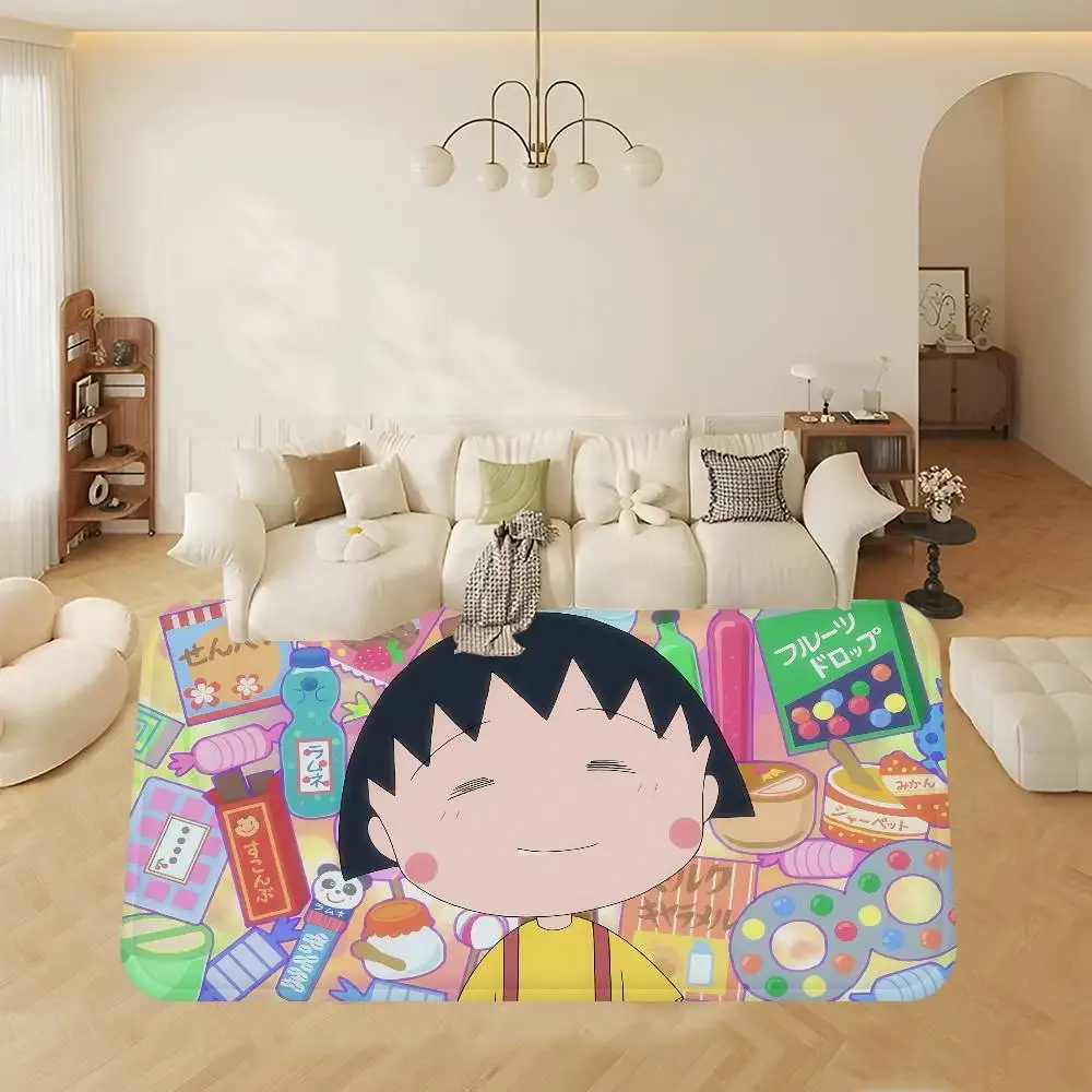 Cartoon Chibi Maruko Chan Kitchen Mat Room Bedroom Decoration Balcony Anti-Slip Doormat Living Room Alfombra