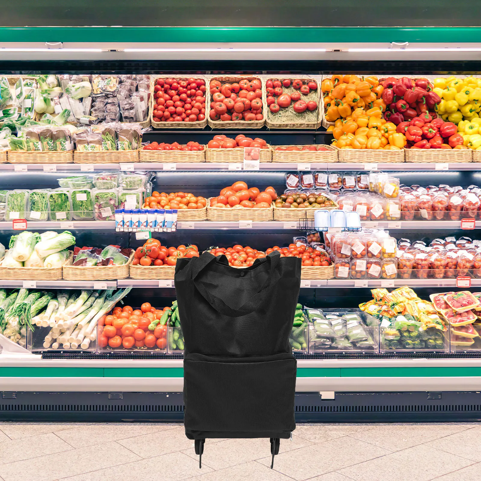 

Collapsible Trolley Bag Large Capacity Foldable Grocery Shopping Storage Bag Wheel carts Folding Laundry Travel