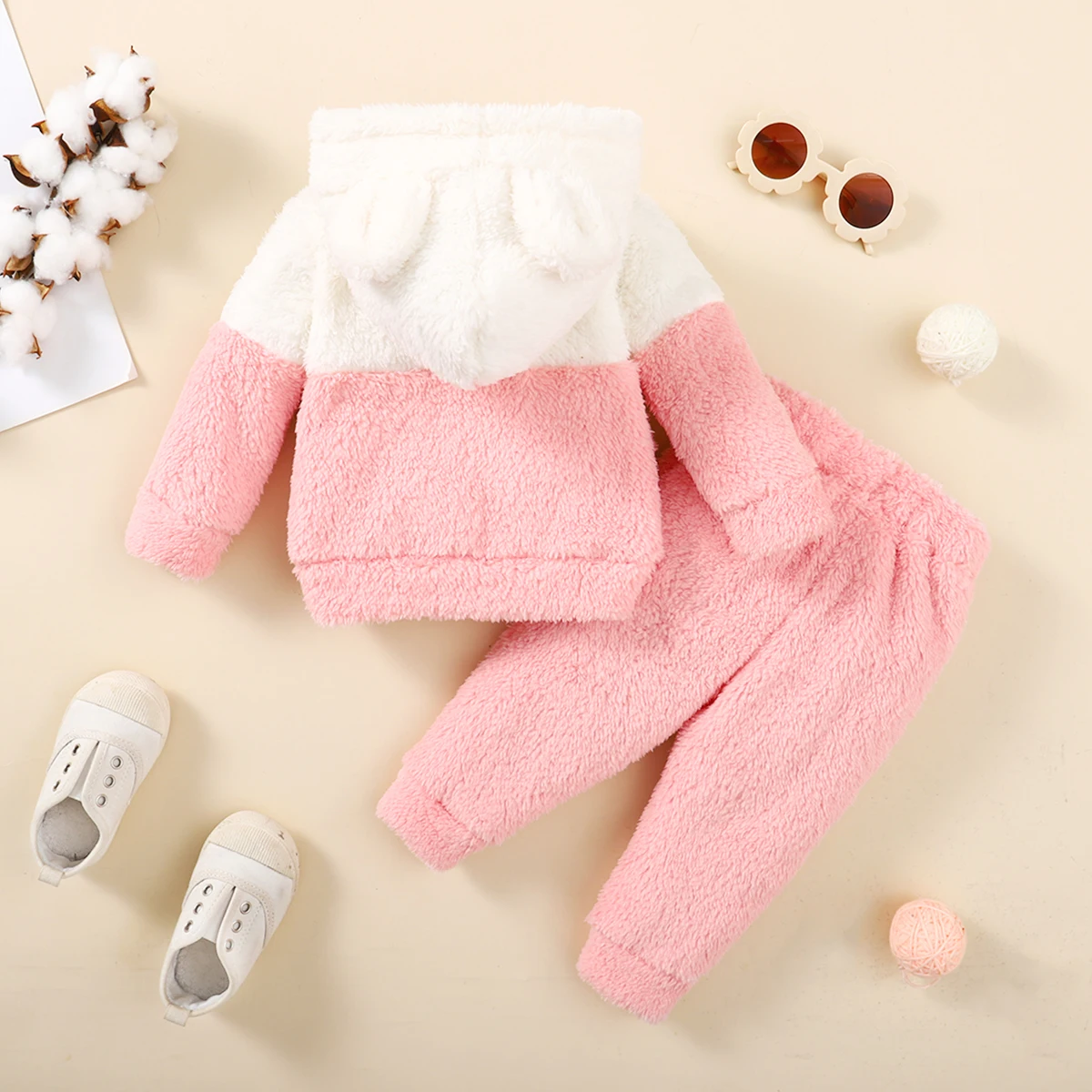 0-2 Years Newborn Baby Girl Fluff Warm Clothes Set Long Sleeve Hoodie Top+Pant Autumn&Winter Daily Wear 2PCS Outfits for Toddler