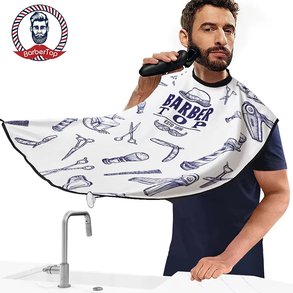 

Barbertop Male Beard Shaving Apron Care Clean Hair Adult Bibs Shaver Holder Bathroom Organizer Gift for Man