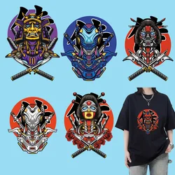 Cartoon Japanese samurai demon DTF Thermo Sticker Decals Heat Transfer On Clothes Iron On Patch For Hoodies Press Printing