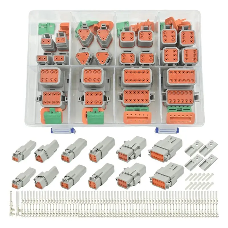 ABAE-DT 2 3 4 6 8 12 Pin Electrical Connectors, 215 PCS Deutsch Connector Kit, IP67 Waterproof Plug