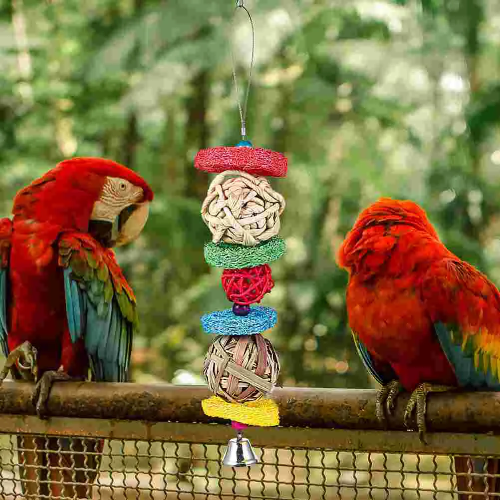 

2 Pcs Bird Chew Toy Wooden Hanging Parakeet Shredding Cage Bite Safe Sturdy Reusable Term Use Attract Parrots Less