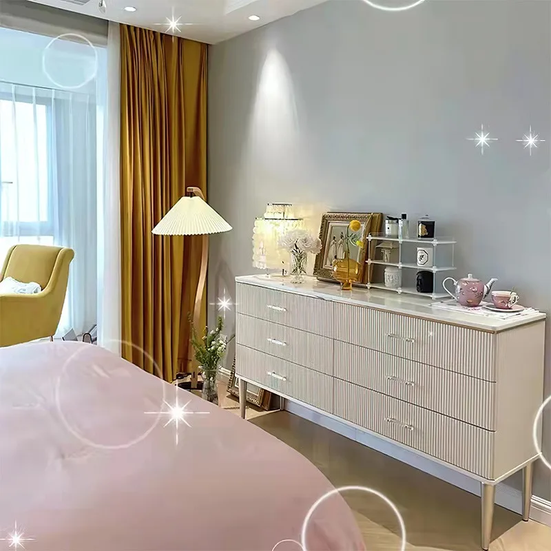 

American light luxury chest bedroom living room solid wood six bucket storage cabinet Internet celebrity storage cabinet