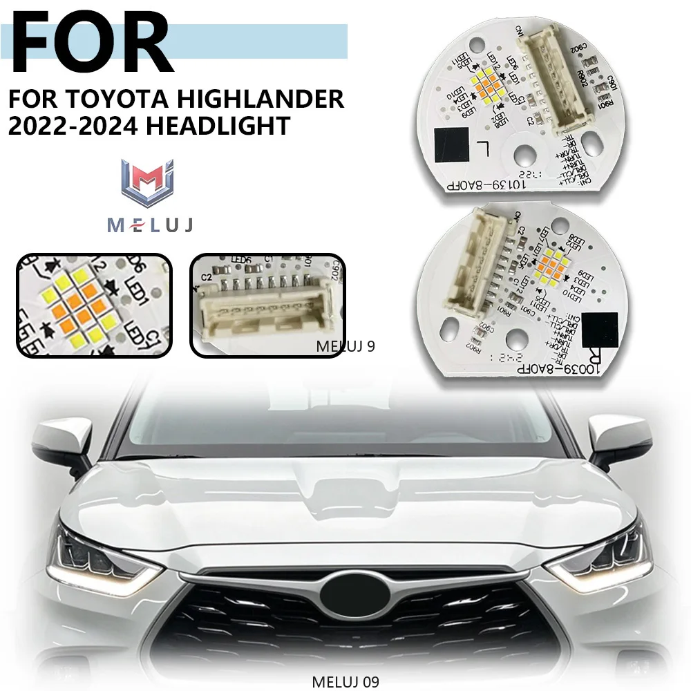 トヨタ・ハイランダー2022-2024年モデル用、新しいledデイタイムランニングライト光源チップ。ヘッドライトの修理・交換用アクセサリー。