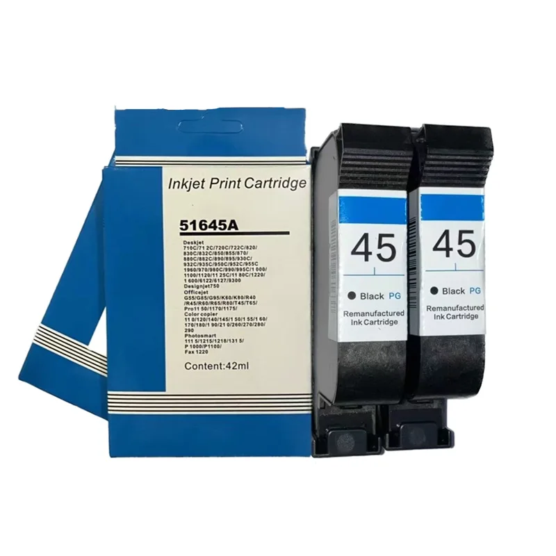 For HP45 51645A Ink Cartridge Inkjet Plotter Remanufactured Black Inkjet Ink Cartridge 51645A 45a for Deskjet 710c Printer