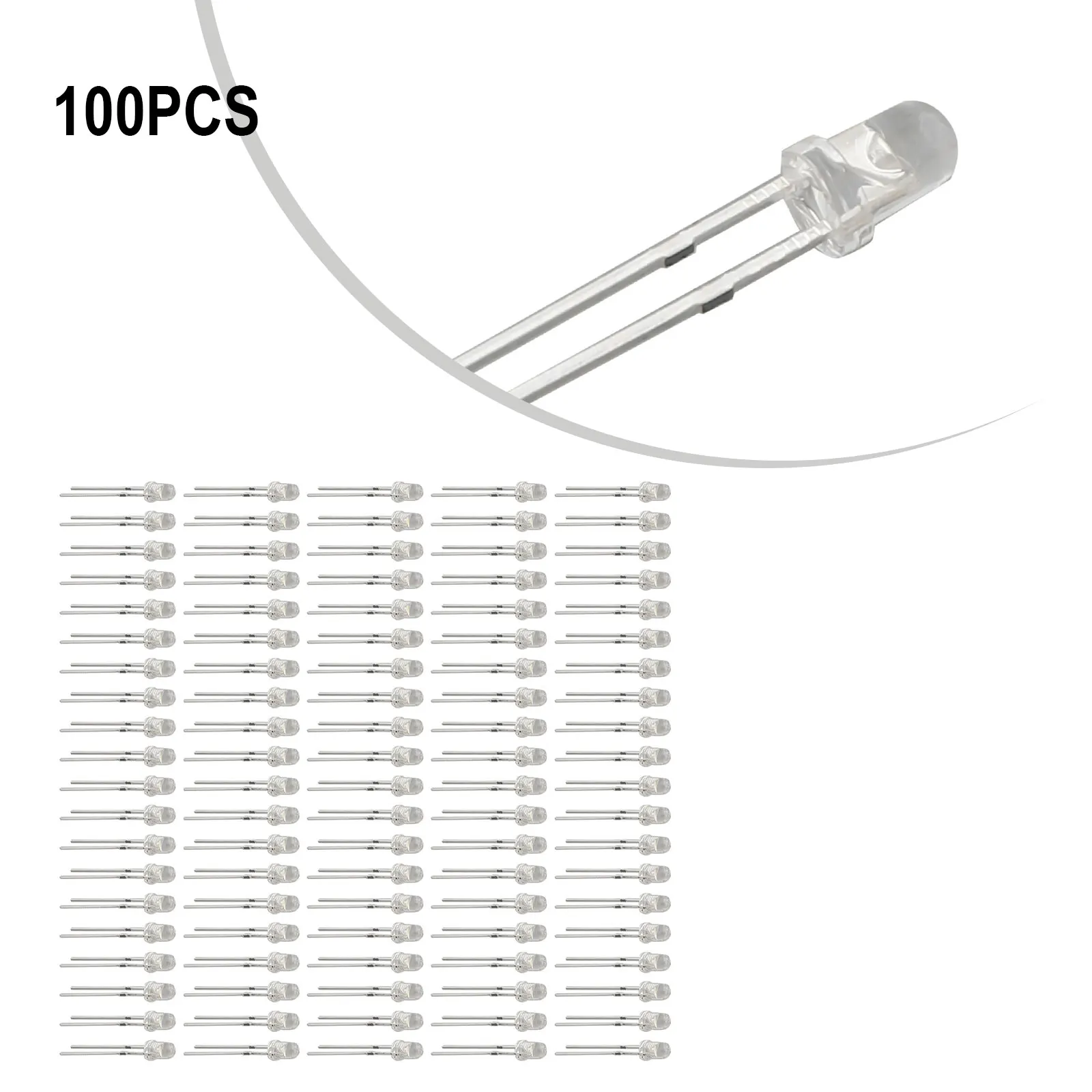 100pcs Super Bright LED 3mm Red/Blue/Green/White/Yellow LED Transparent Bulb Ultra Bright Round LED Light Emitting Diode Lamp