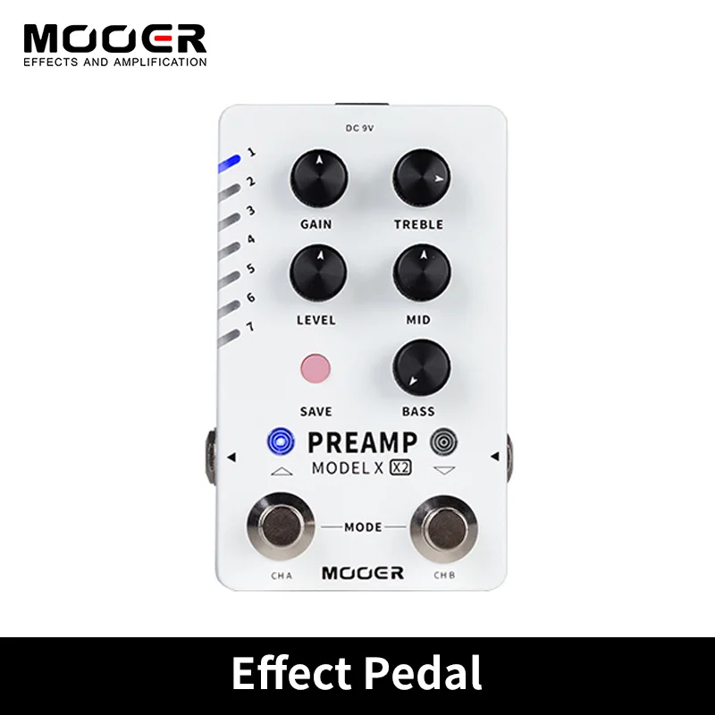 

Mooer PREAMP MODEL X X2 Preamp Pedal, Digital Guitar Effects, 14 Preset Built-in Cabinet Simulation, Power Adapter