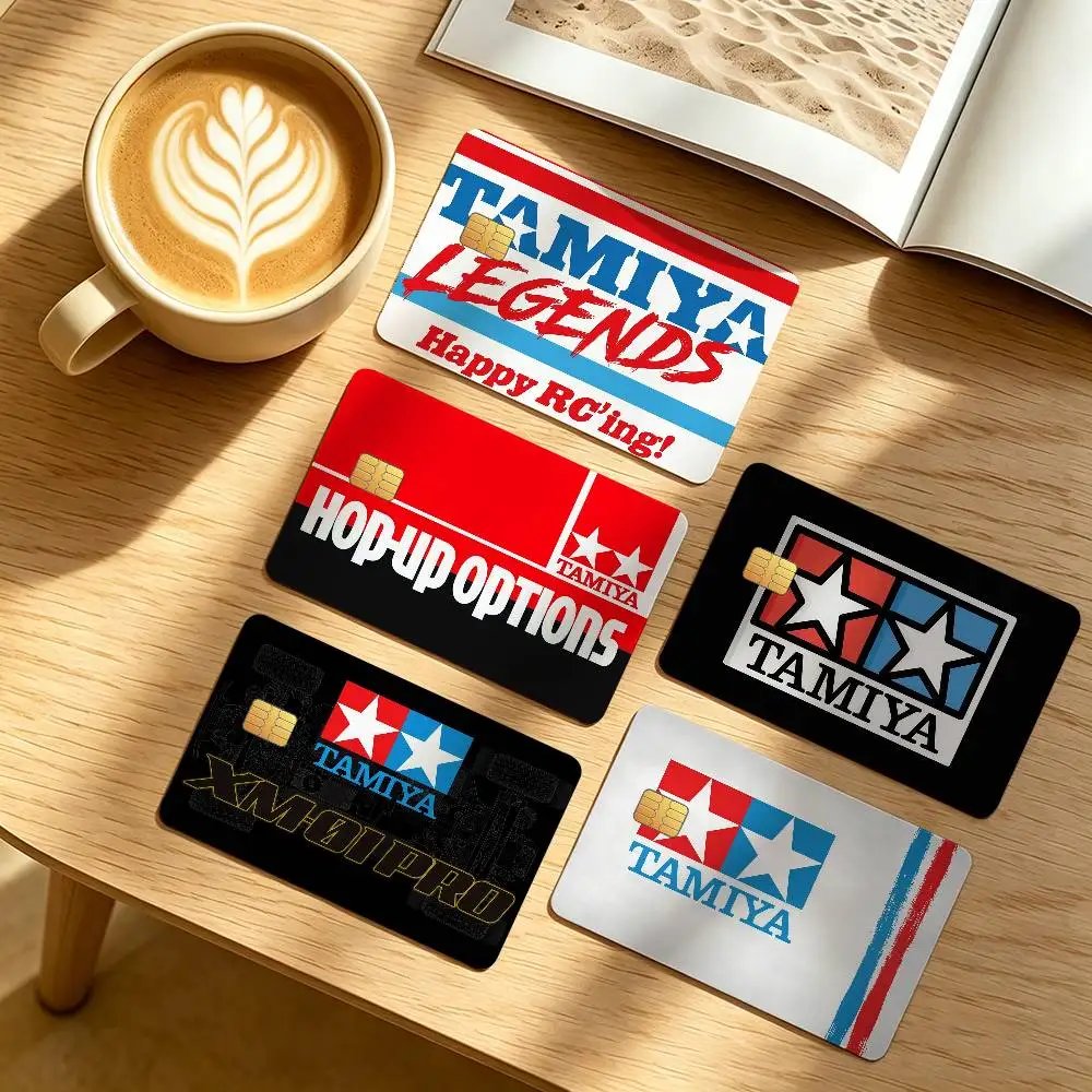 Cool T-Tamiya-ES Logo Credit Card Public Transportation Cards Protective Sticker Waterproof Card Face Decoration 4PCS