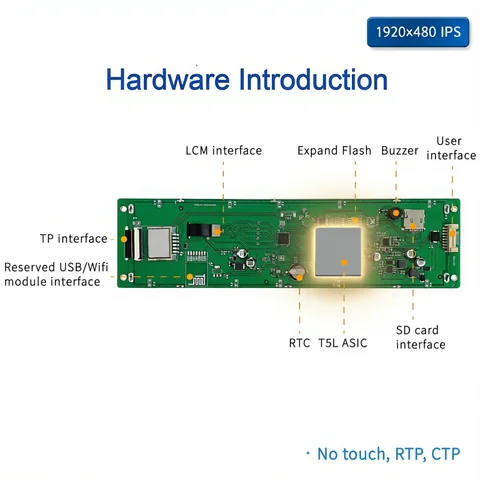 DWIN 8.8 Inch 1920x480 TFT LCD HMI Display Module TTL/RS232 IPS Capacitive Resistive Touch Screen DMG19480T088_01W