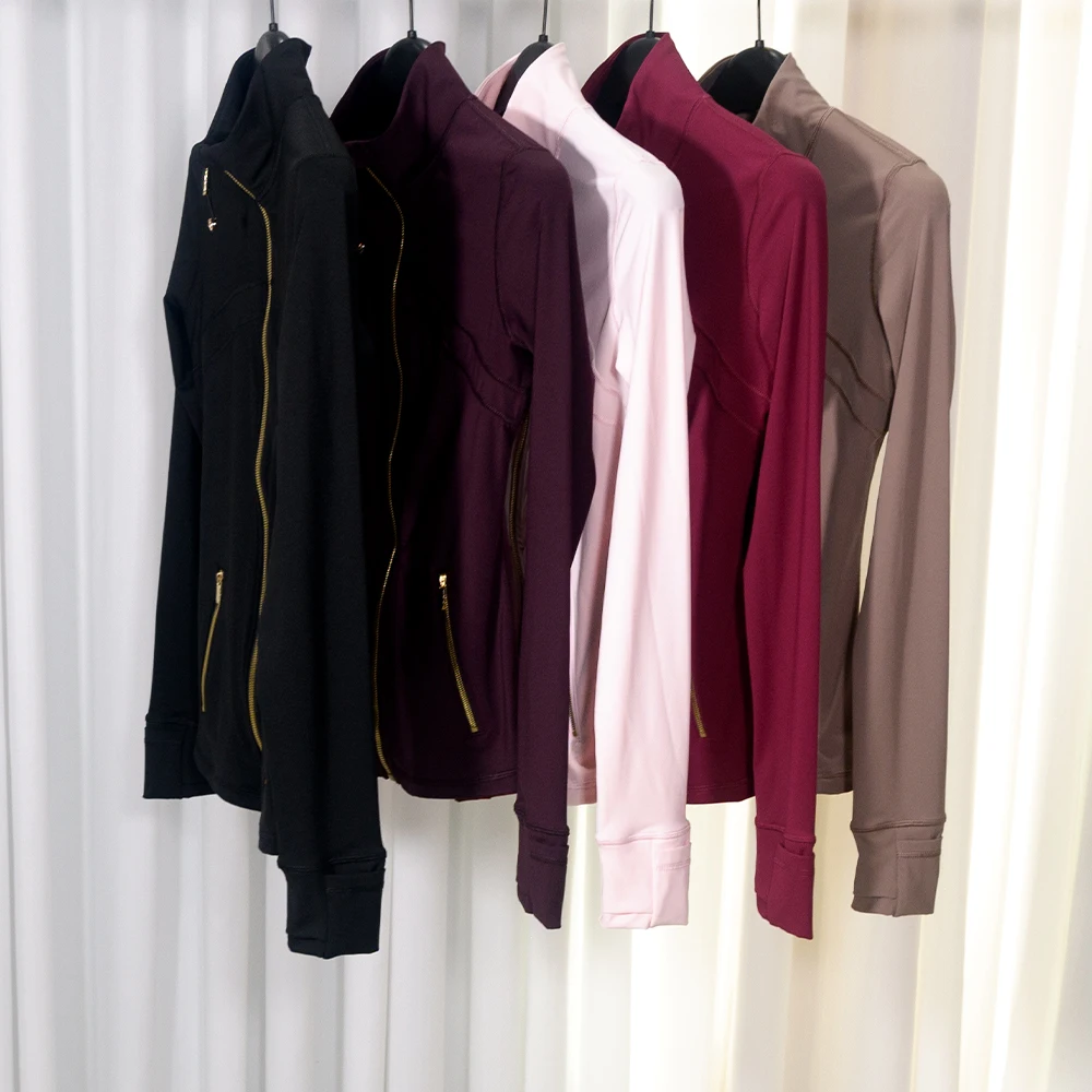 Gold zipper jacket, fitness yoga wear, limited edition outerwear, sports running, 2026 style, thin style