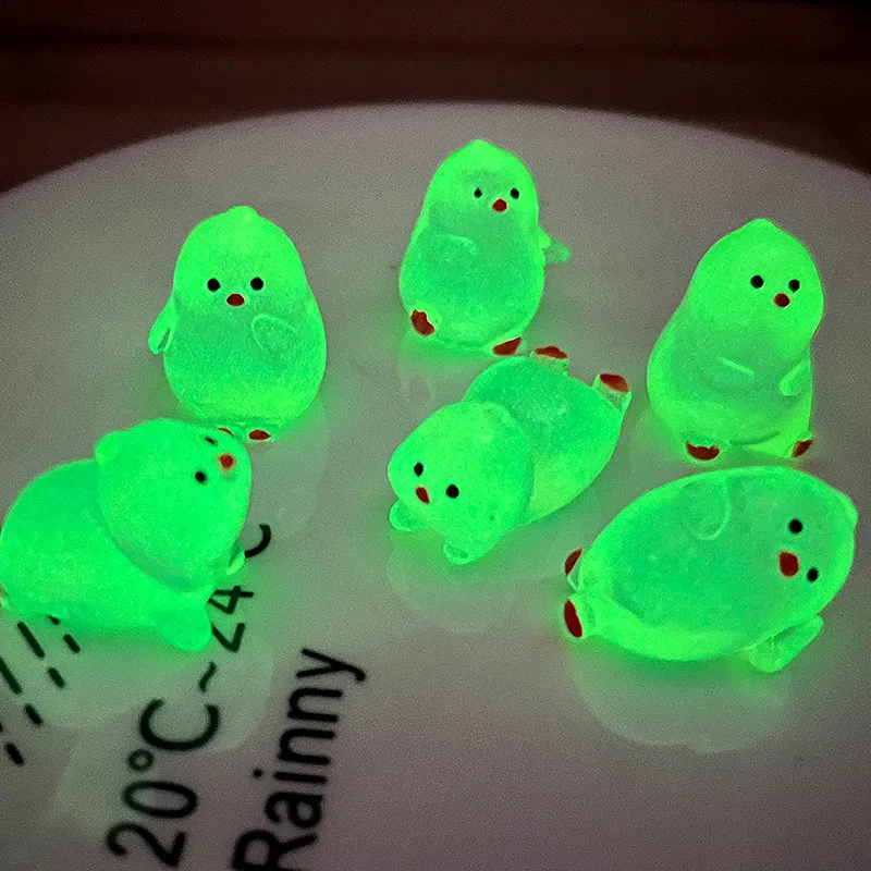 20pcs Glow Chubby Chick Resin Charms - Cream Glue DIY Crafts for Hair Accessories, Headbands & Terrarium Decor