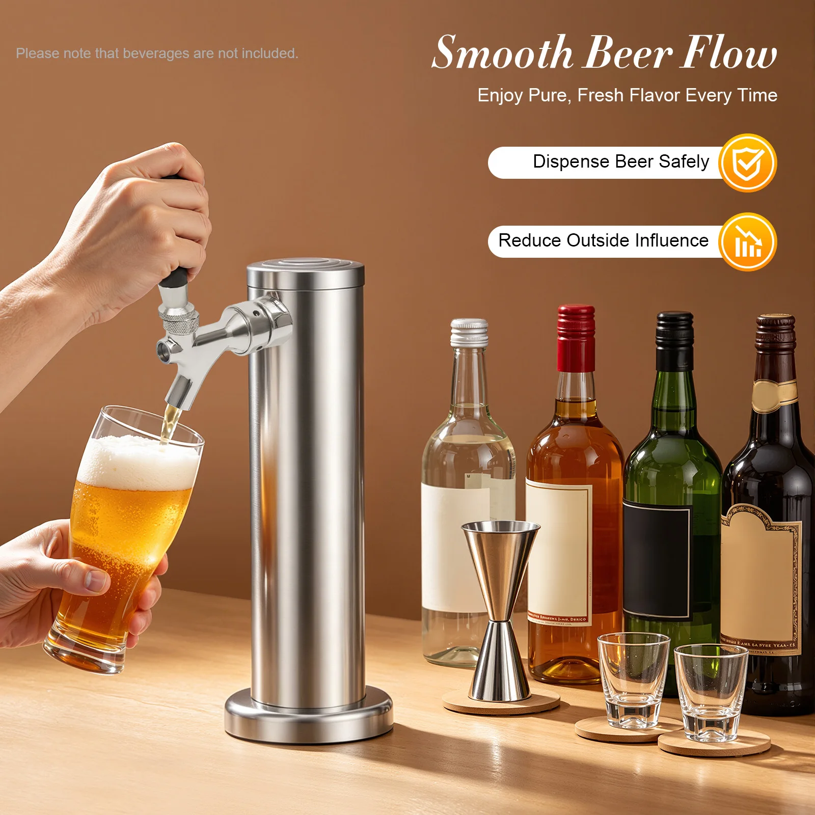 Stainless Steel Draft Beer Tower Set Single Tap Faucet Wine Single Head Beer Tower Beer Tower For Home Brew Bar
