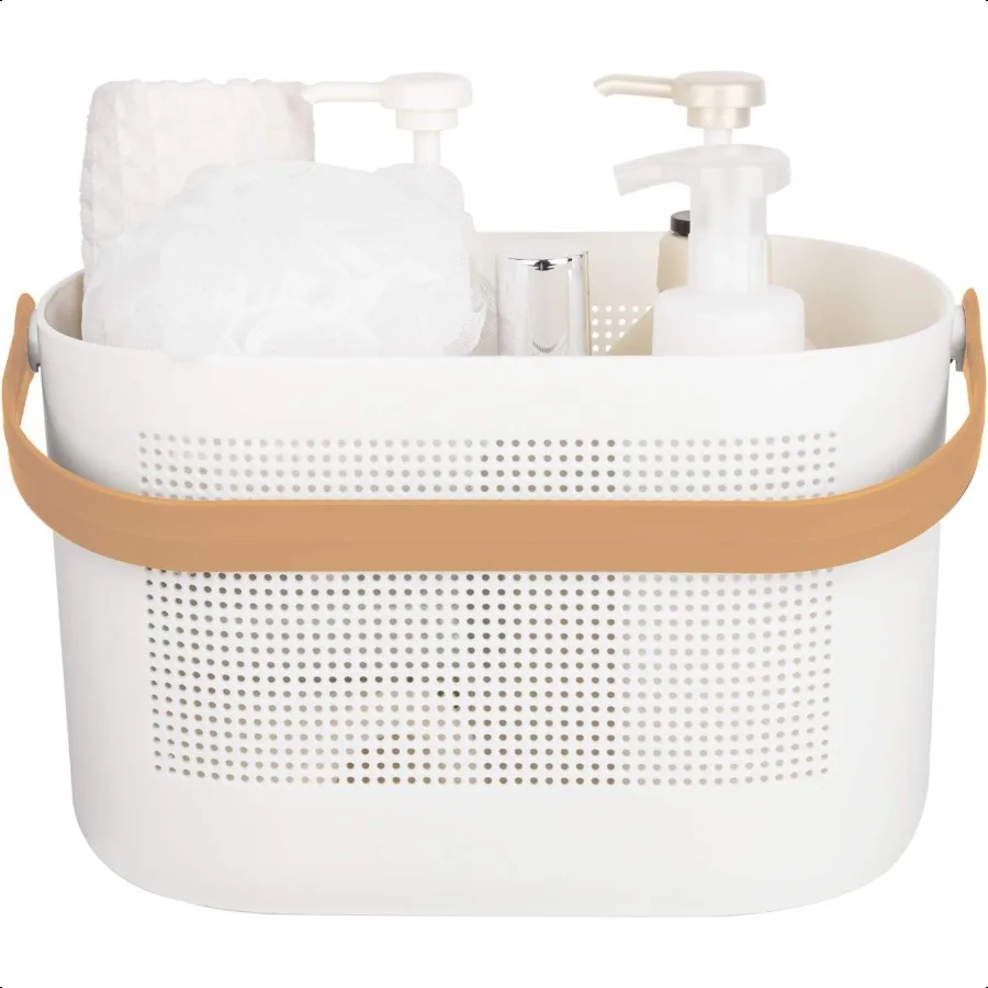 

UUJOLY Plastic Storage Baskets with Handles Shower Caddy Shelf Organizers Basket for Bathroom Kitchen Dorm Room Yellow
