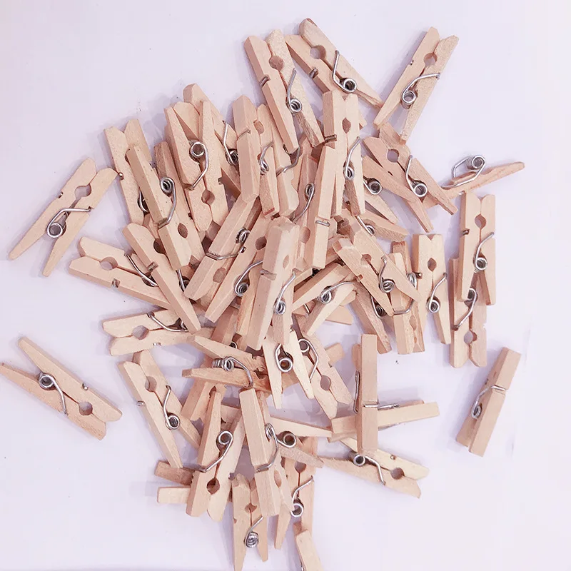 Hot Sale 50PCS/pack Hot Sale Mini Natural Wooden Clothes Photo Paper Peg Pin Clothespin Craft Clips School Office Stationery