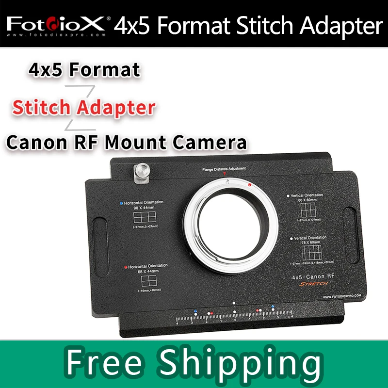 Fotodiox 4x5 Large Format Splicing/Stitch Adapter Board for Graflex Graphic 45 Mount To Canon RF Camera R1/R3/R5/R5II/R52/R6/R8