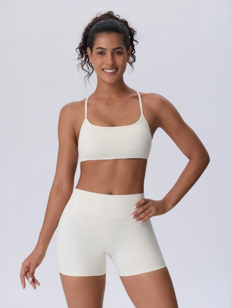 Quick-drying Naked-feel Fabric Shorts Sets Sexy Sports Running Fitness Clothes Suit Beautiful Back Gym Workout Yoga Clothes