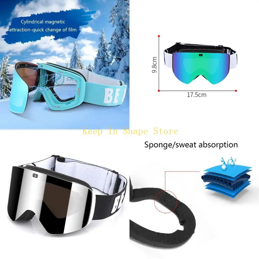 

U1JC Ski Goggles Snowboard Winter Snow Lens Double Layers Anti-fog Skiing Glasses UV for Protection Skating Eyewear