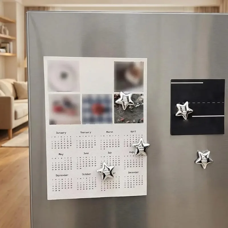 10Pcs Silver Star‑Shaped Refrigerator Magnets Home DIY Decor Magnets For Photo Wall Door Mounting Magnetic Sticker Accessories
