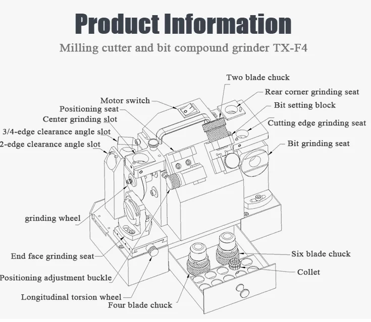 F4 Complex grinder of mill & drill which grinding end  and  bit together