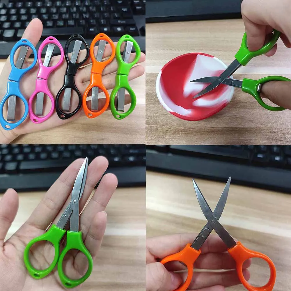 50PCS Fishing Line Cutter Folding Scissor Multifunction Scissors Plastic Handle Stainless Steel  Tackle Tool Cutting Wire