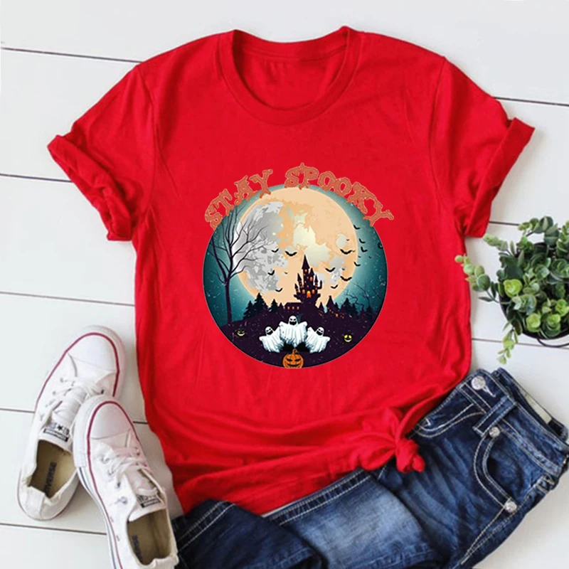 Halloween Shirt Halloween Women Clothing Stay Spooky Tshirt Spooky Season Kawaii Clothes Trick Shirt Casual T-shirts