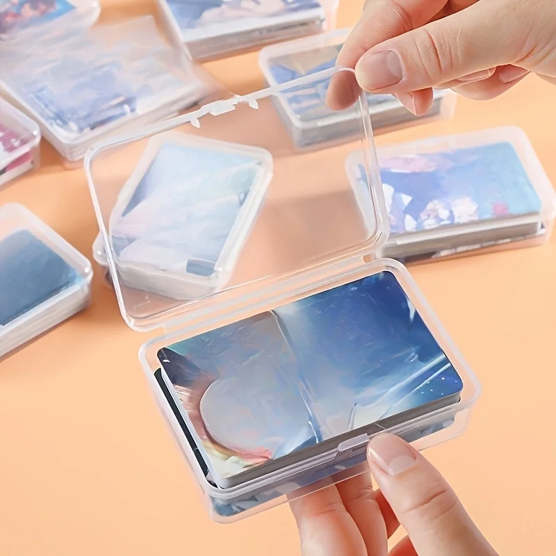 24Pcs Stackable Clear Card Storage Box With Lid For Business Card Paper Clips Home Office Desktop Drawer Organizer