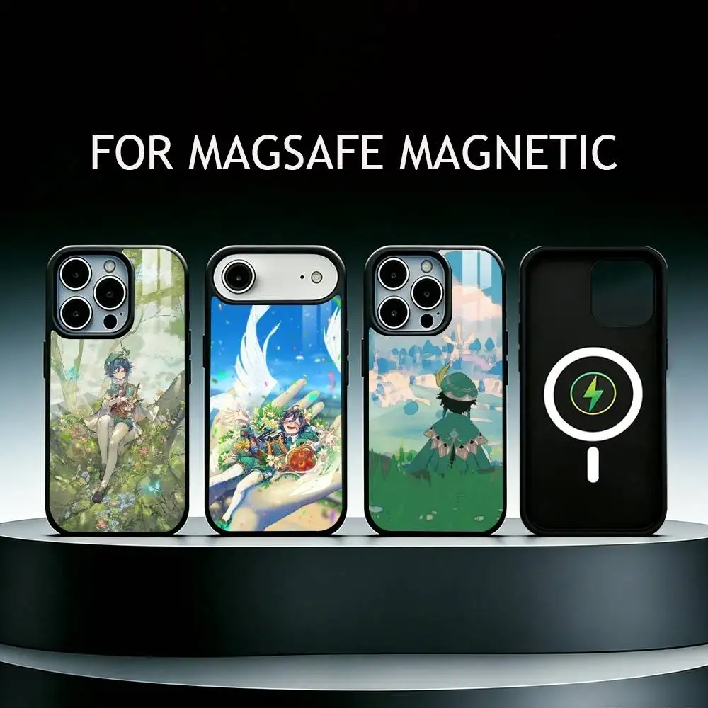 Genshin Impact Mondstadt Venti Phone Case For iPhone17,16,15,14,13,12,11 Plus,Pro Supports Magnetic Wireless Charging