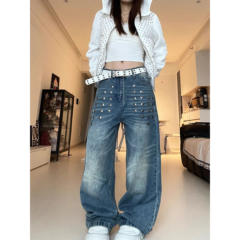 

YIBASHU женские синие мешковатые джинсы Y2k Harajuku винтажные джинсовые брюки в американском стиле 2000-х годов большие джинсы брюки осень зима